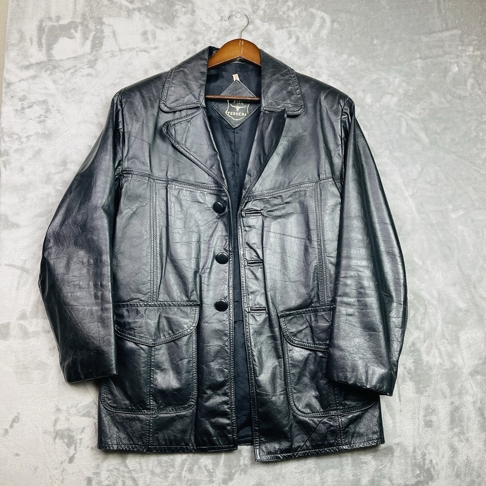 Vintage Western 40 Black Patina Leather Jacket Quiet Luxury Cowboy Rockabilly